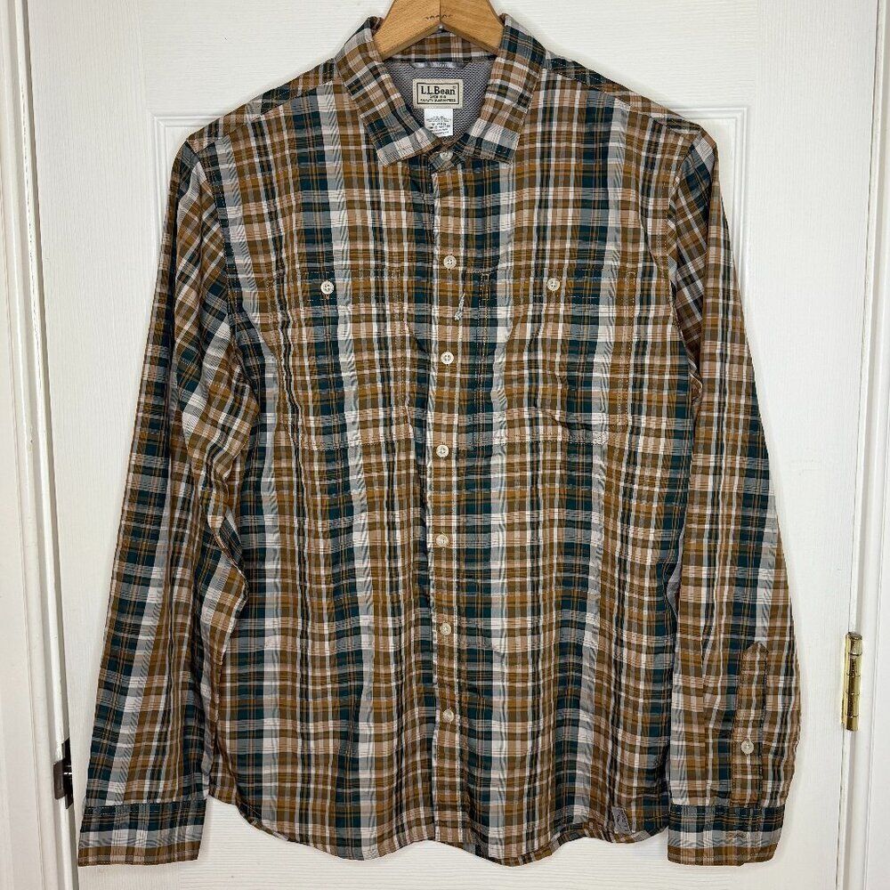 L.L. Bean Vented Long Sleeve Lightweight Fishing Shirt Size Medium Reg